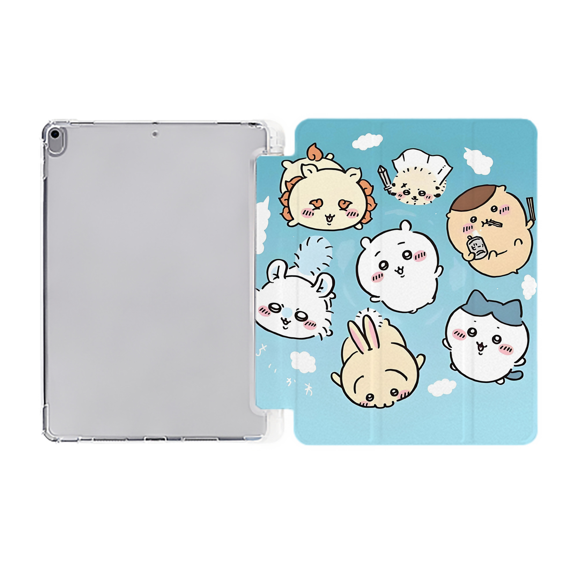 （画像用） ちいかわ Chii-kawa IPad ケース ペン収納付き 三つ折りスタンド PUレザー×シリコン 対応機種9.5/10.5/10.9インチ